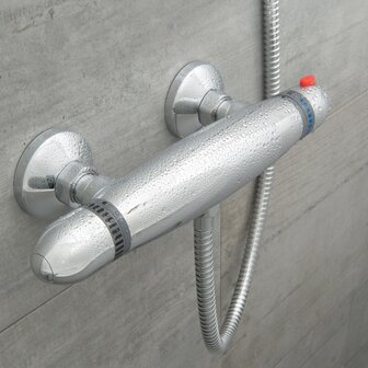 SUPRA thermostatische mengkraan douche, chroom  keramisch &frac12; ventiel bovenstuk  uitwisselbaar thermostaat element  temperatuurschaal  veiligheidsstop op 38&deg;C  &frac12;&quot; (&Oslash; ca. 1,9 cm) verbinding voor do