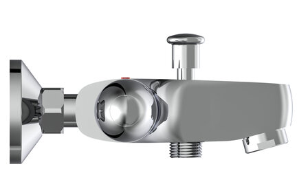 SUPRA thermostatische mengkraan bad, chroom  keramisch &frac12; ventiel bovenstuk  uitwisselbaar thermostaat element  temperatuurschaal  veiligheidsstop op 38&deg;C  mousseur KIWA-gekeurd  &frac12;&quot; (&Oslash; ca. 1,9 c