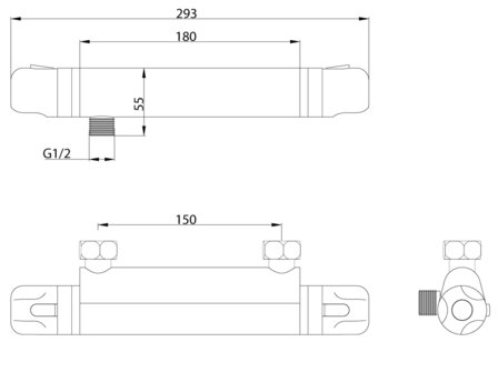 VINEA thermostatische mengkraan douche, chroom   &frac12;&quot; (&Oslash; ca. 1,9 cm) keramisch ventiel bovenstuk  uitwisselbaar thermostaat element  temperatuurschaal met veiligheidsstop op 38 &deg;C  &frac12;&quot; (&Oslash; ca. 1,9 cm)