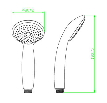 RIMINI handdouche, 1 functie, chroom  antikalk nozzles  handdouche: &Oslash; ca. 8 cm  inclusief waterbesparende pakking-tot wel 50% minder water verbruik  &frac12;&quot; (&Oslash; ca. 1,9 cm) verbinding voor doucheslang 