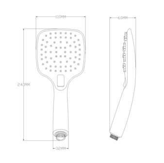 TRENTO II handdouche, 3 functies, chroom  antikalk nozzles  3 selecteerbare jets  douchekop: &Oslash; ca. 11 cm  inclusief waterbesparende pakking-tot wel 50% minder water verbruik  &frac12;&quot; (&Oslash; ca. 1,9 cm) ve