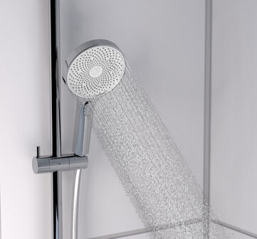 SAMOA RAIN handdouche, 3 functies, chroom-wit  antikalk nozzles  3 selecteerbare jets  douchekop: &Oslash; ca. 13 cm  inclusief waterbesparende pakking - tot wel 50% minder water verbruik  &frac12;&quot; (&Oslash; ca. 1,9