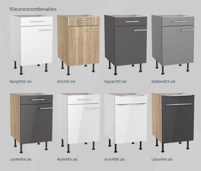 Kitchenette 160cm grijs met inbouw koelkast en stelpoten RAI-884