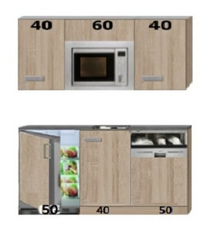 Kitchenette Neapel 130cm incl magnetroon, koelkast, vaatwasser RAI-2122