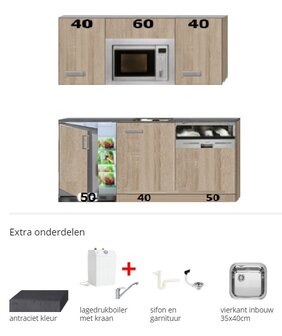 Kitchenette Neapel 130cm incl magnetroon, koelkast, vaatwasser RAI-2122