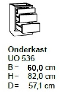 Onderkast 60cm met 2 uittreklades + 1 lade UO636-9