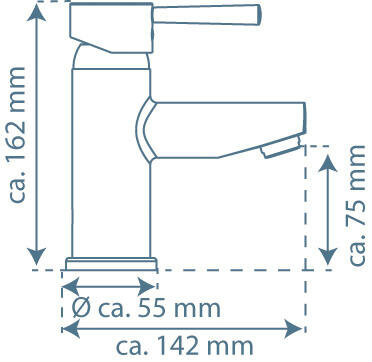 UNICORN ééngreepsmengkraan wastafel, chroom   keramische schijven  geluidsarme, verwisselbare 40 mm-cartouche   met Eco-Click functie en kinderbeveiliging  flexibele metalen aansluitslangen 400 mm