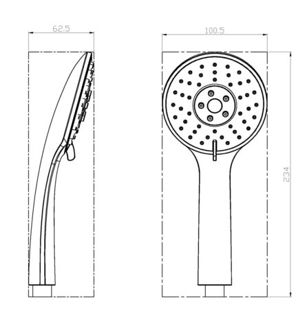 NAPOLI handdouche, 3 functies, chroom  antikalk nozzles  3 selecteerbare jets  douchekop: Ø ca. 7,3 cm  inclusief waterbesparende pakking - tot wel 50% minder water verbruik  ½" (Ø ca. 1,9 cm) ve