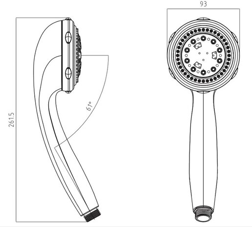 TORINO handdouche, 8 functies, chroom  antikalk nozzles  8 selecteerbare jets  douchekop: Ø ca. 9 cm  inclusief waterbesparende pakking - tot wel 50% minder water verbruik  ½" (Ø ca. 1,9 cm) verb