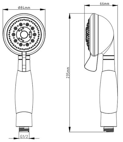 VITAL handdouche met anti-slip handgreep, 4 functies, chroom  antikalk nozzles  3 selecteerbare jets en waterstop functie  douchekop: Ø ca. 8,5 cm  met anti-slip handgreep en extra groot straalreg