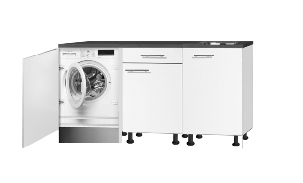 Ramen wassen Dusver legaal kitchenette 180cm met inbouw wasmachine en spoelbak RAI-003344 -  KitchenetteOnline