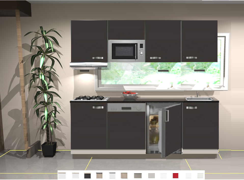 Gehuurd Verhandeling scannen Keukenblok 200 cm Antraciet incl kookplaat, afzuigkap, vaatwasser, koelkast  en magnetron RAI-189 - KitchenetteOnline
