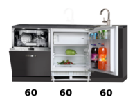 Keukenblok 180cm zwart met vaatwasser en koelkast 180cm RAI-1005
